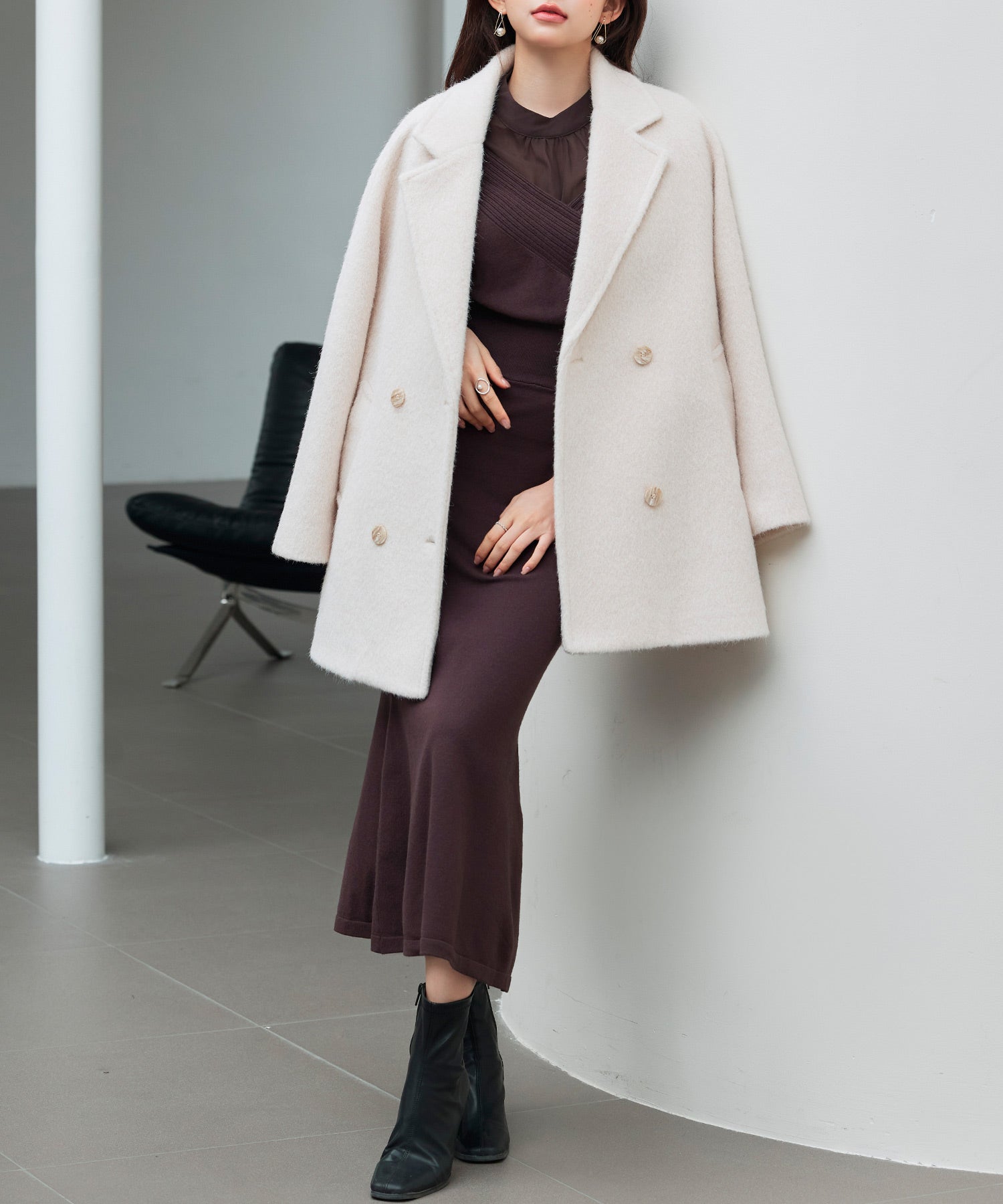 ダブルブレストテーラードウールライクジャケット/コートsdpdy5333