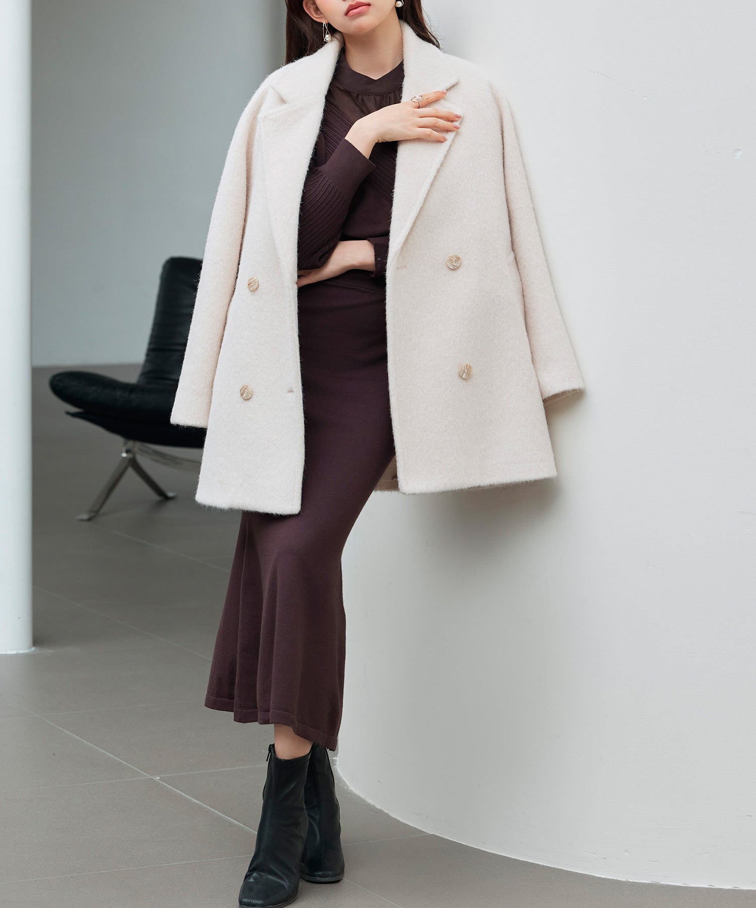 ダブルブレストテーラードウールライクジャケット/コートsdpdy5333