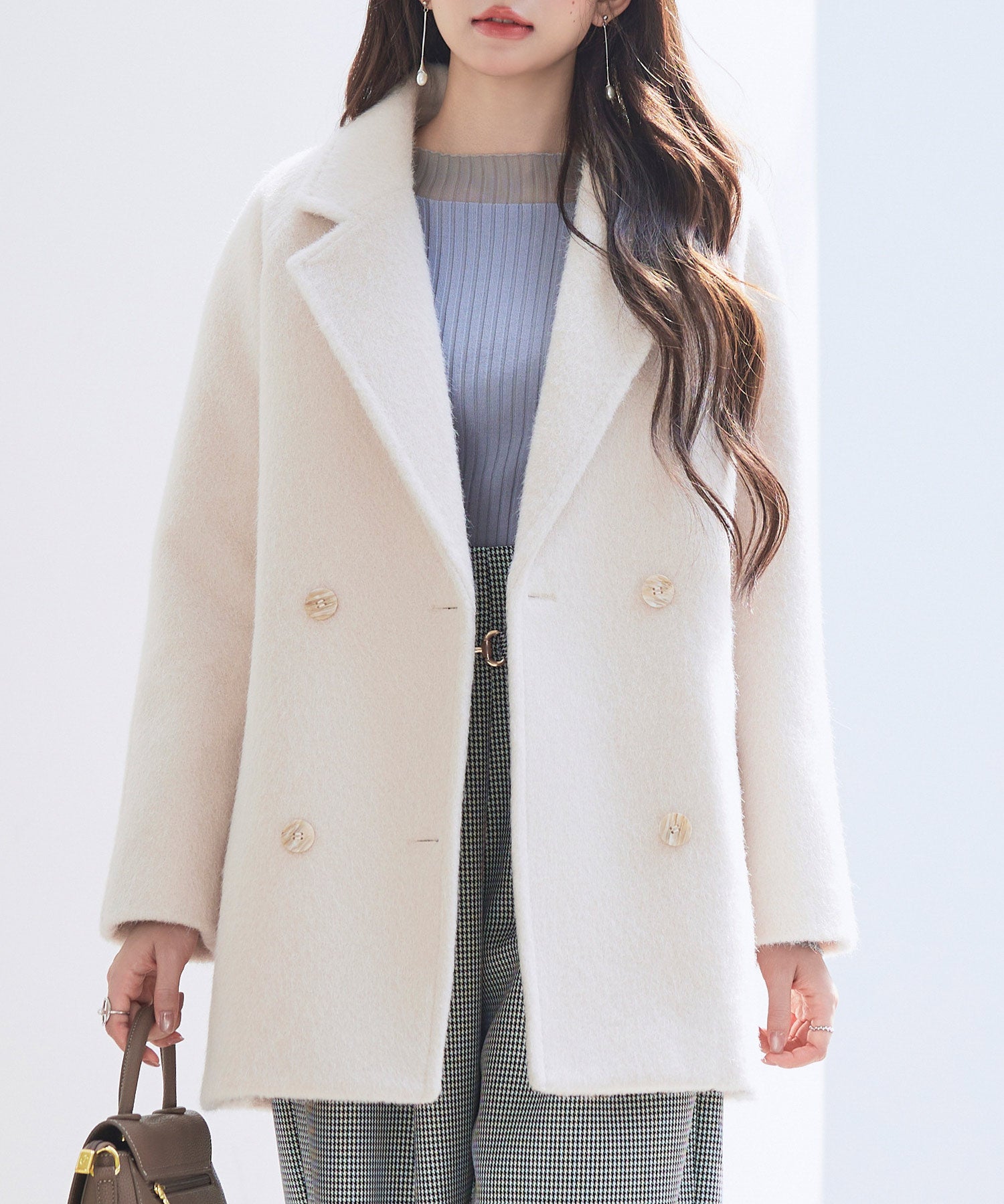 ダブルブレストテーラードウールライクジャケット/コートsdpdy5333