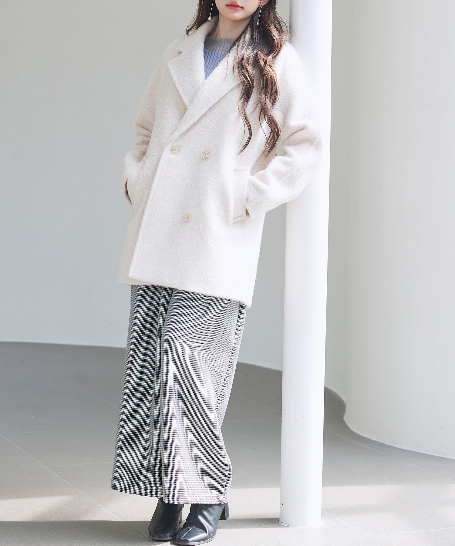 ダブルブレストテーラードウールライクジャケット/コートsdpdy5333