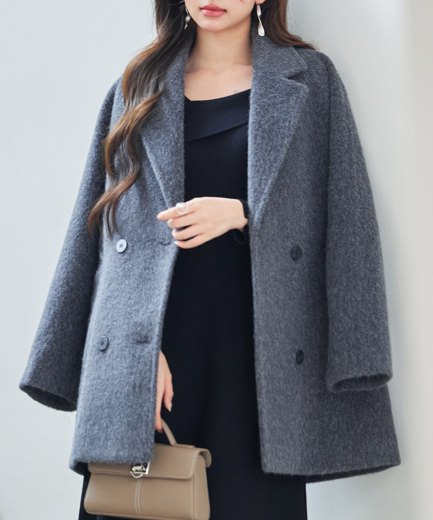 ダブルブレストテーラードウールライクジャケット/コートsdpdy5333