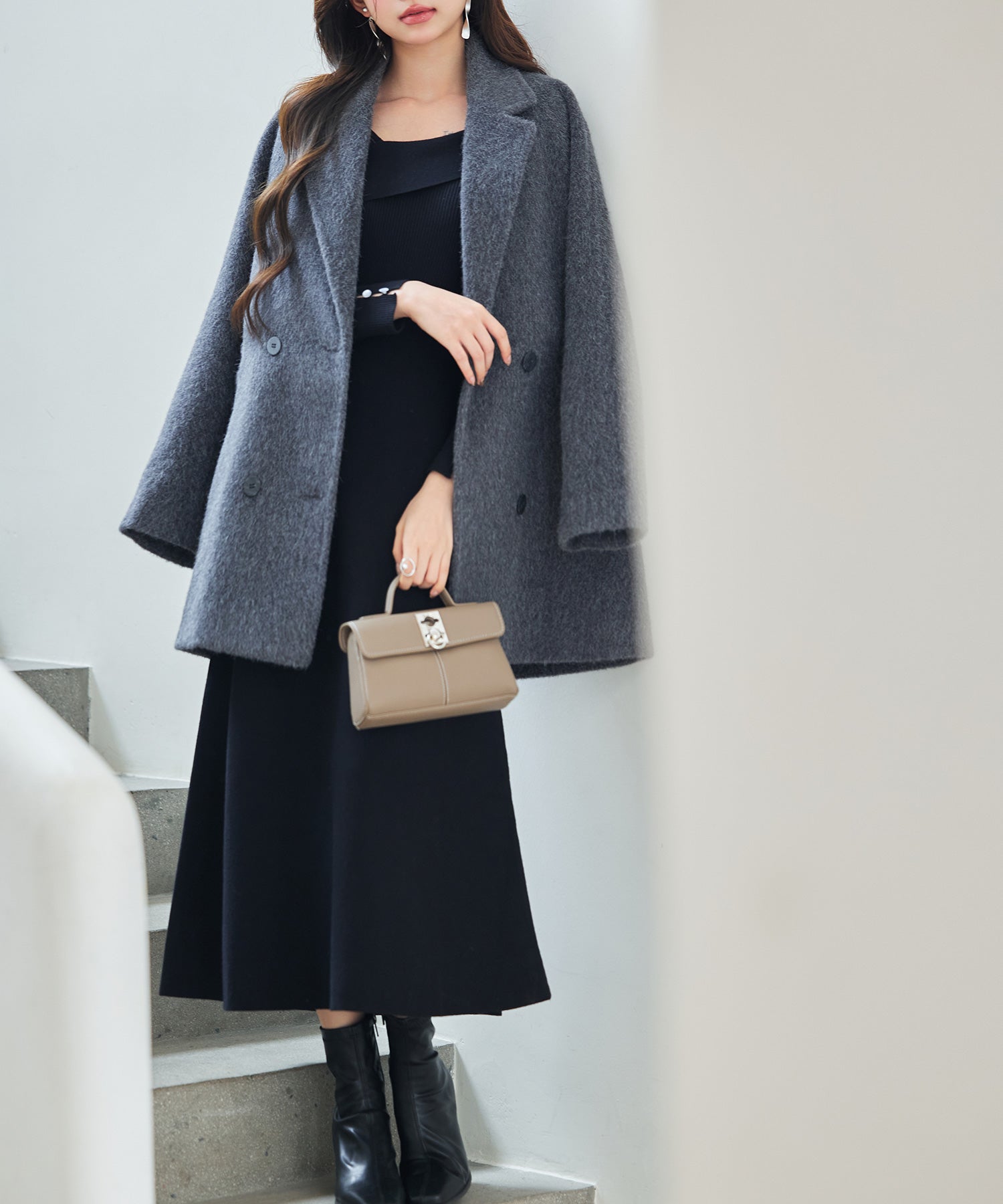 ダブルブレストテーラードウールライクジャケット/コートsdpdy5333