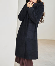シャギーフード付きロングコートsdpdy5369 ネイビー