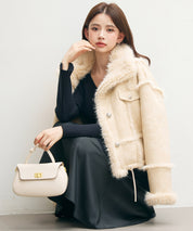 ショートフェイクムートンジャケットsdpdy666 ベージュ