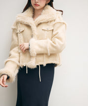 ショートフェイクムートンジャケットsdpdy666 ベージュ