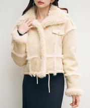 ショートフェイクムートンジャケットsdpdy666 ベージュ
