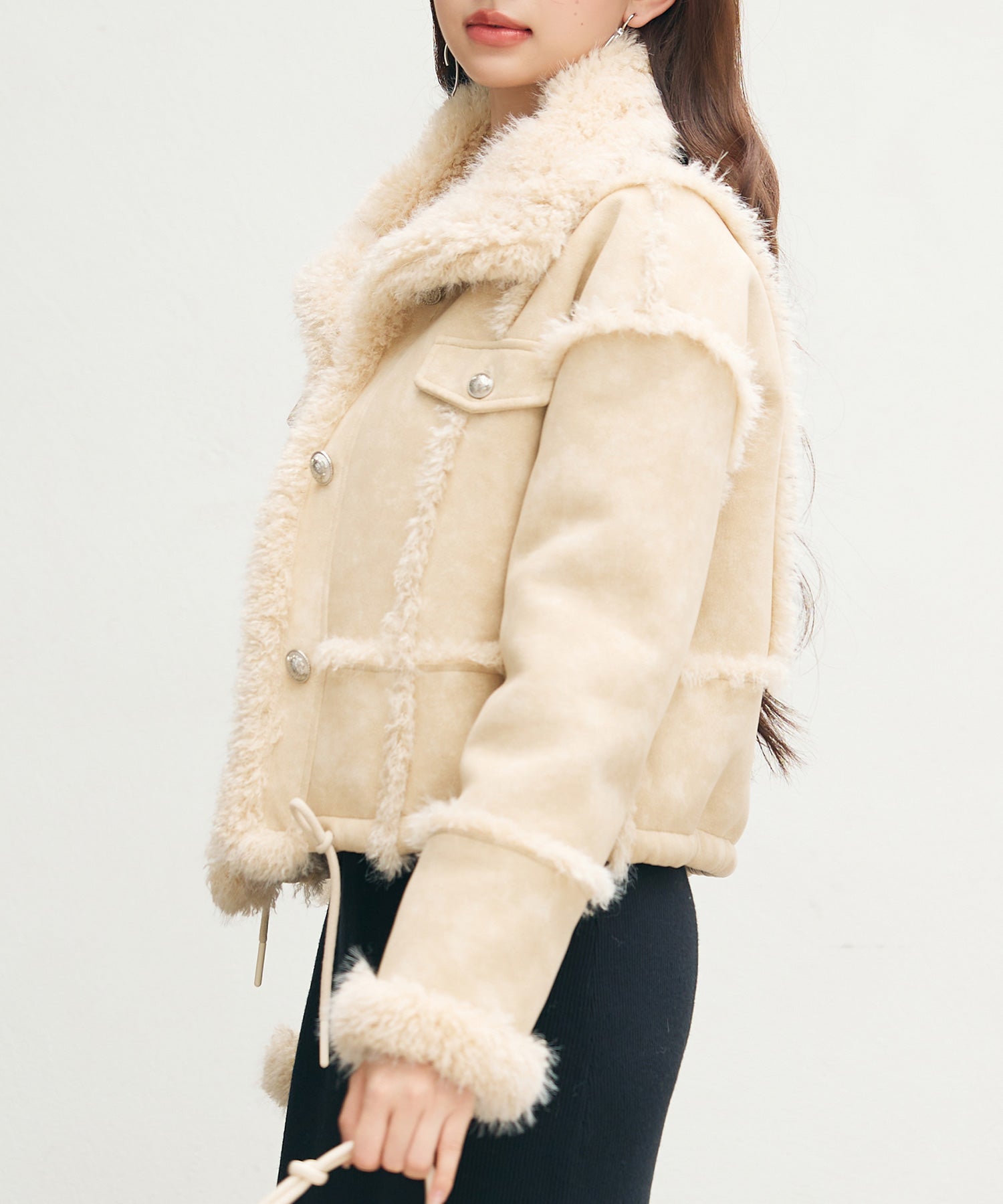 ショートフェイクムートンジャケットsdpdy666 ベージュ