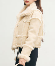 ショートフェイクムートンジャケットsdpdy666 ベージュ