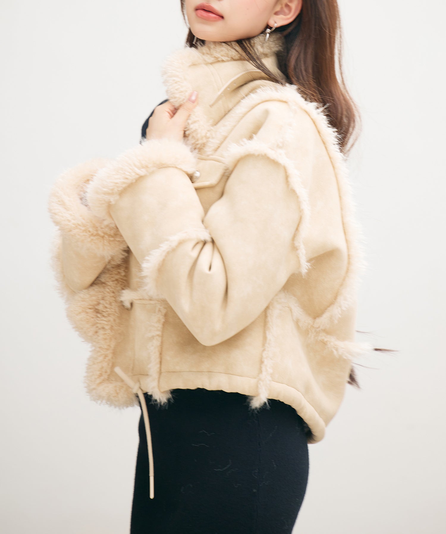 ショートフェイクムートンジャケットsdpdy666 ベージュ