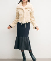 ショートフェイクムートンジャケットsdpdy666 ベージュ