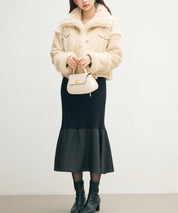 ショートフェイクムートンジャケットsdpdy666 ベージュ