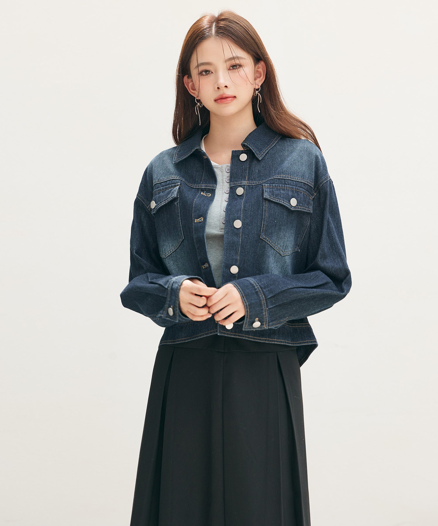 トラッカーデニムウォッシュ加工ジャケットsdpdy82739 ネイビー