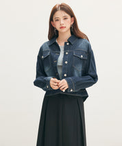 トラッカーデニムウォッシュ加工ジャケットsdpdy82739 ネイビー