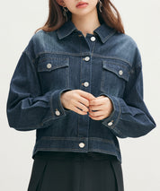 トラッカーデニムウォッシュ加工ジャケットsdpdy82739 ネイビー