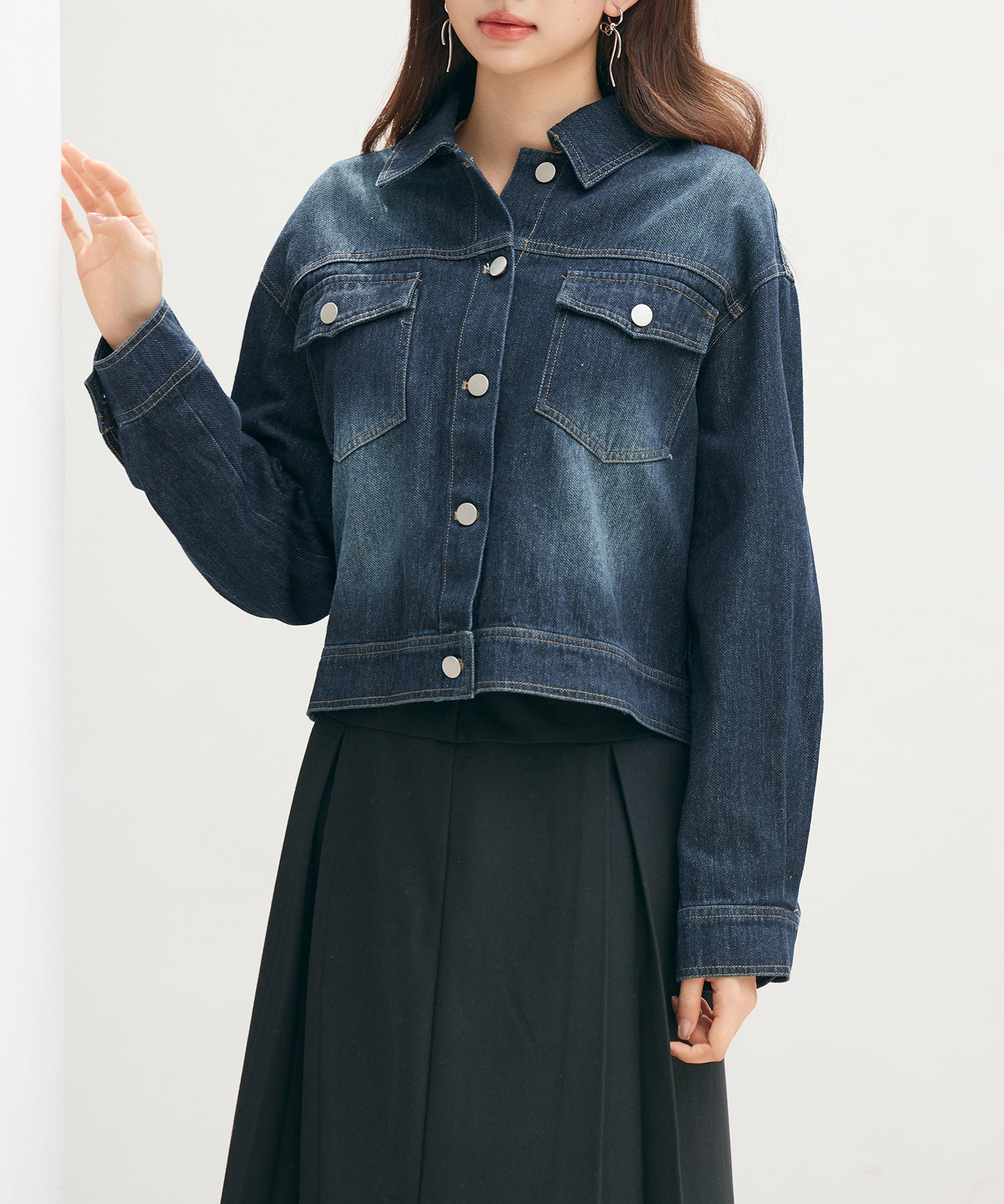 トラッカーデニムウォッシュ加工ジャケットsdpdy82739 ネイビー