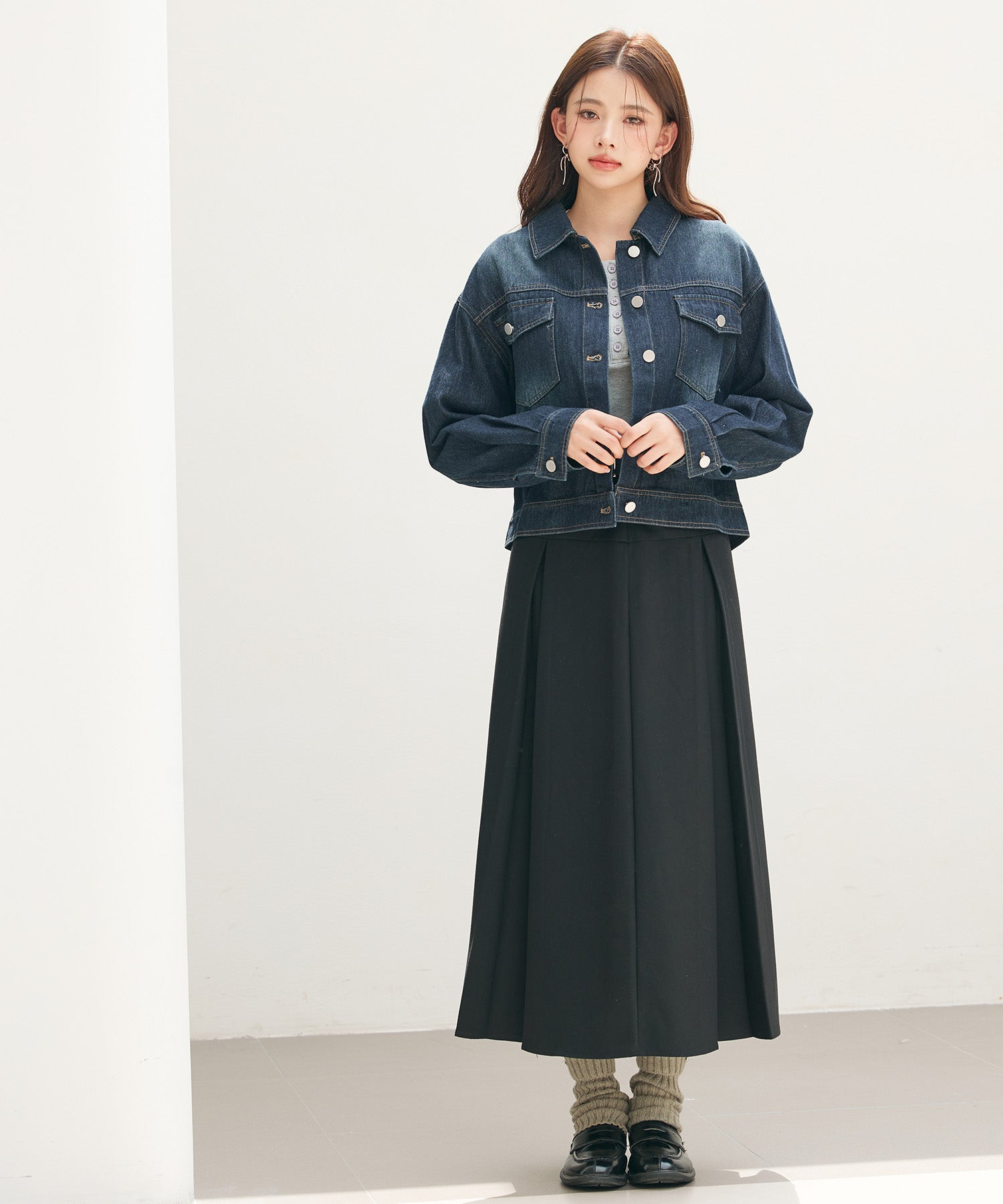 トラッカーデニムウォッシュ加工ジャケットsdpdy82739 ネイビー