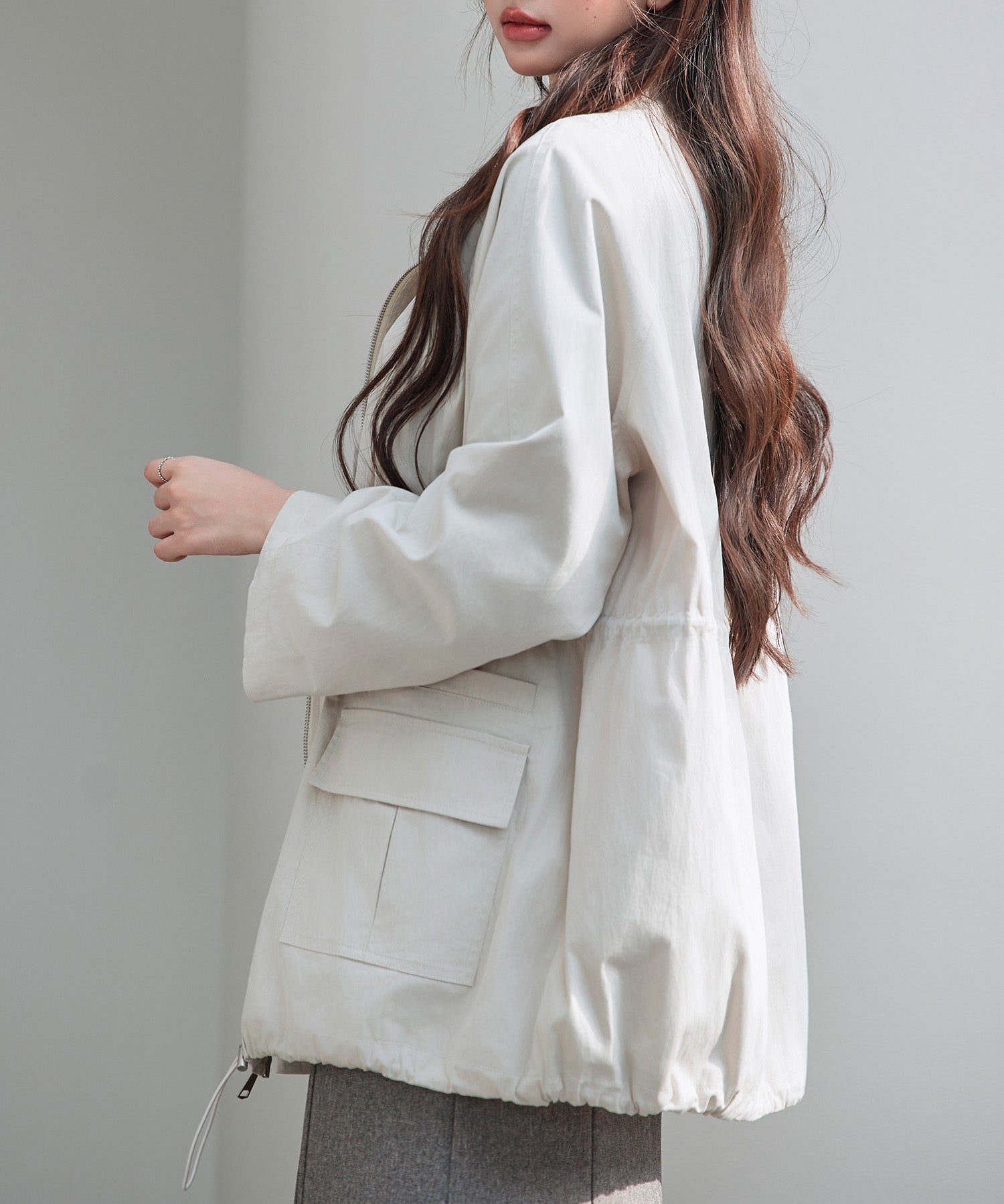 ワックスドオーバーブルゾンsdpdy82777 アイボリー