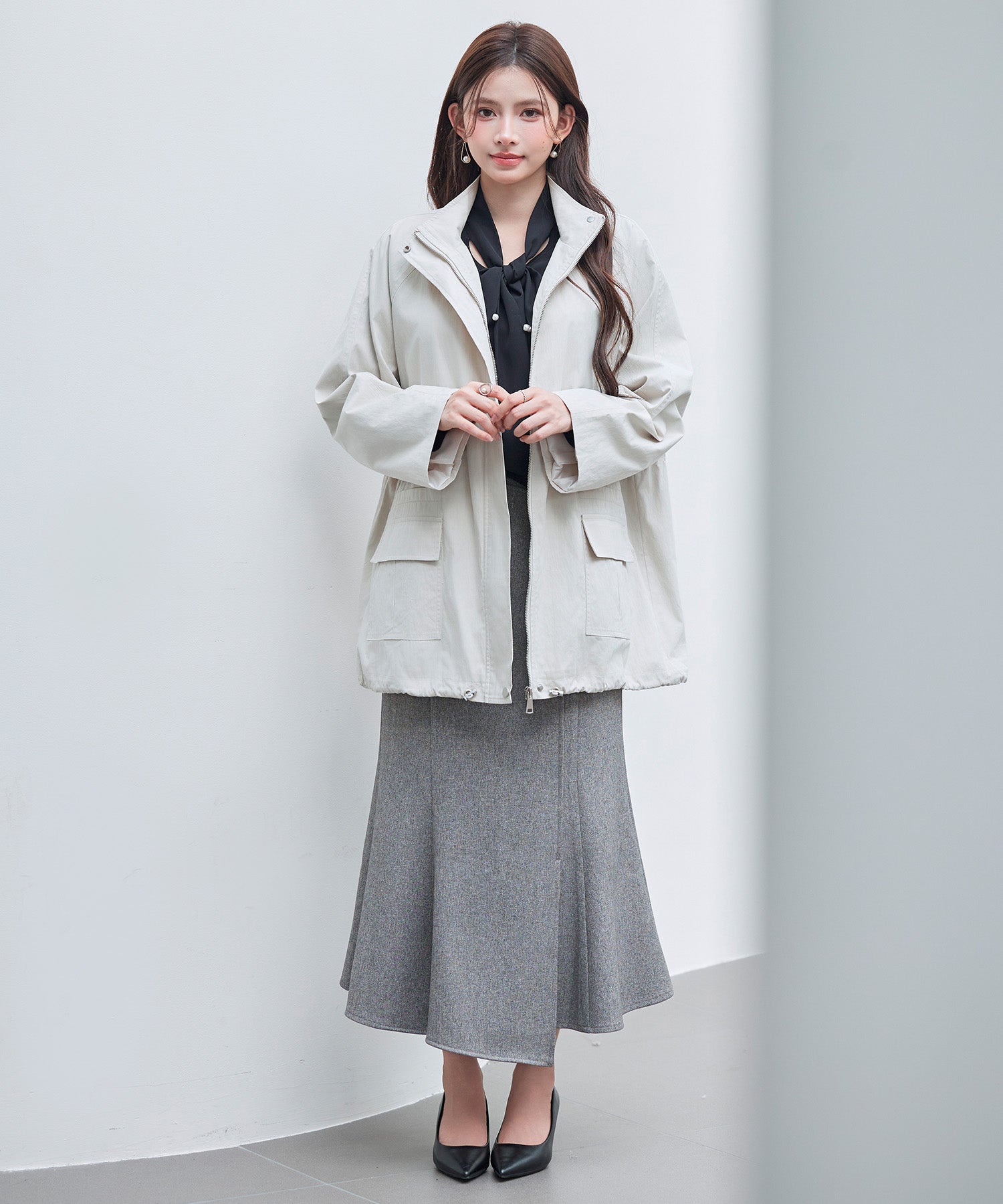 ワックスドオーバーブルゾンsdpdy82777 アイボリー