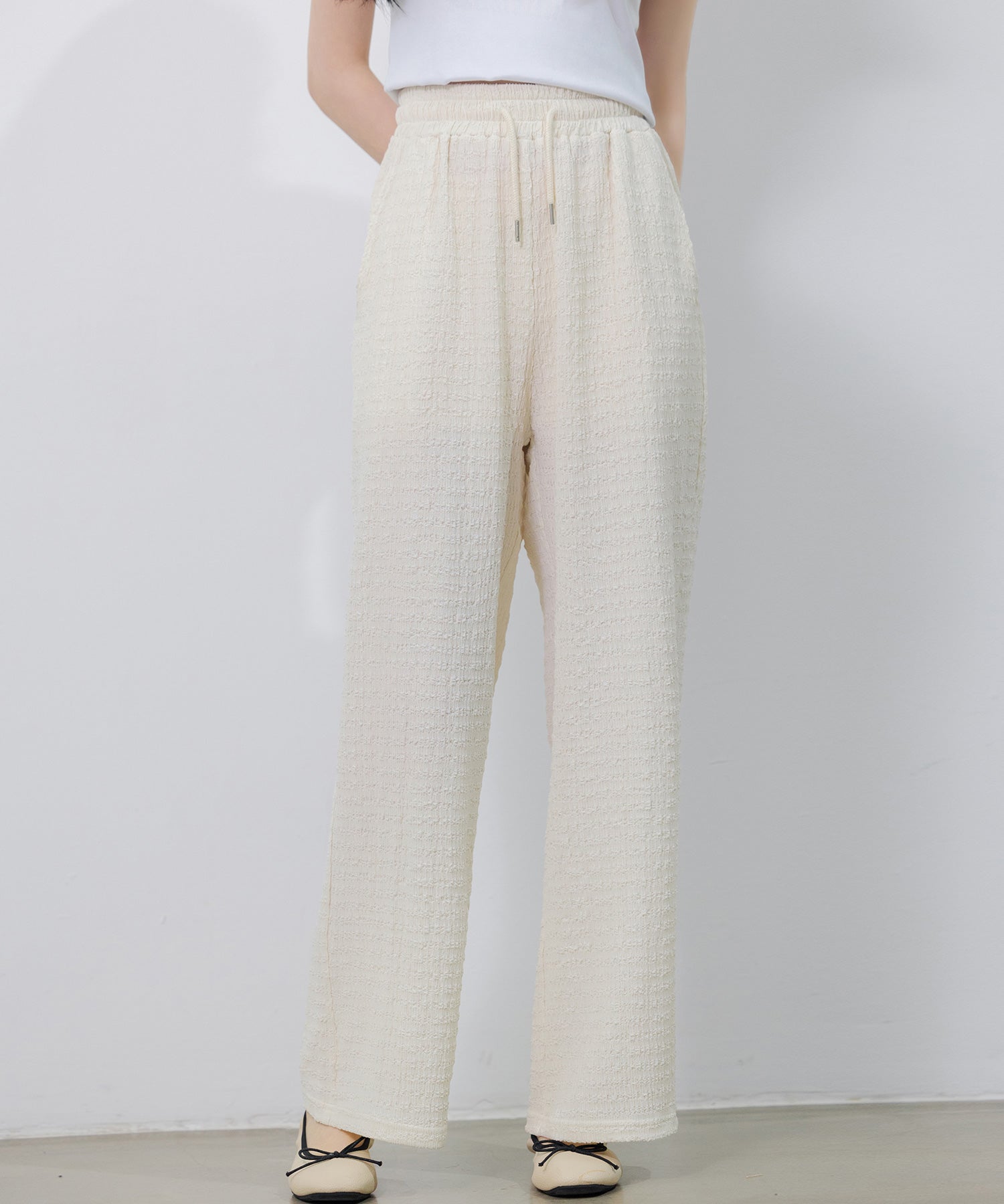 ウエストゴム体型カバーワイドパンツsdpot05 アイボリー – [公式