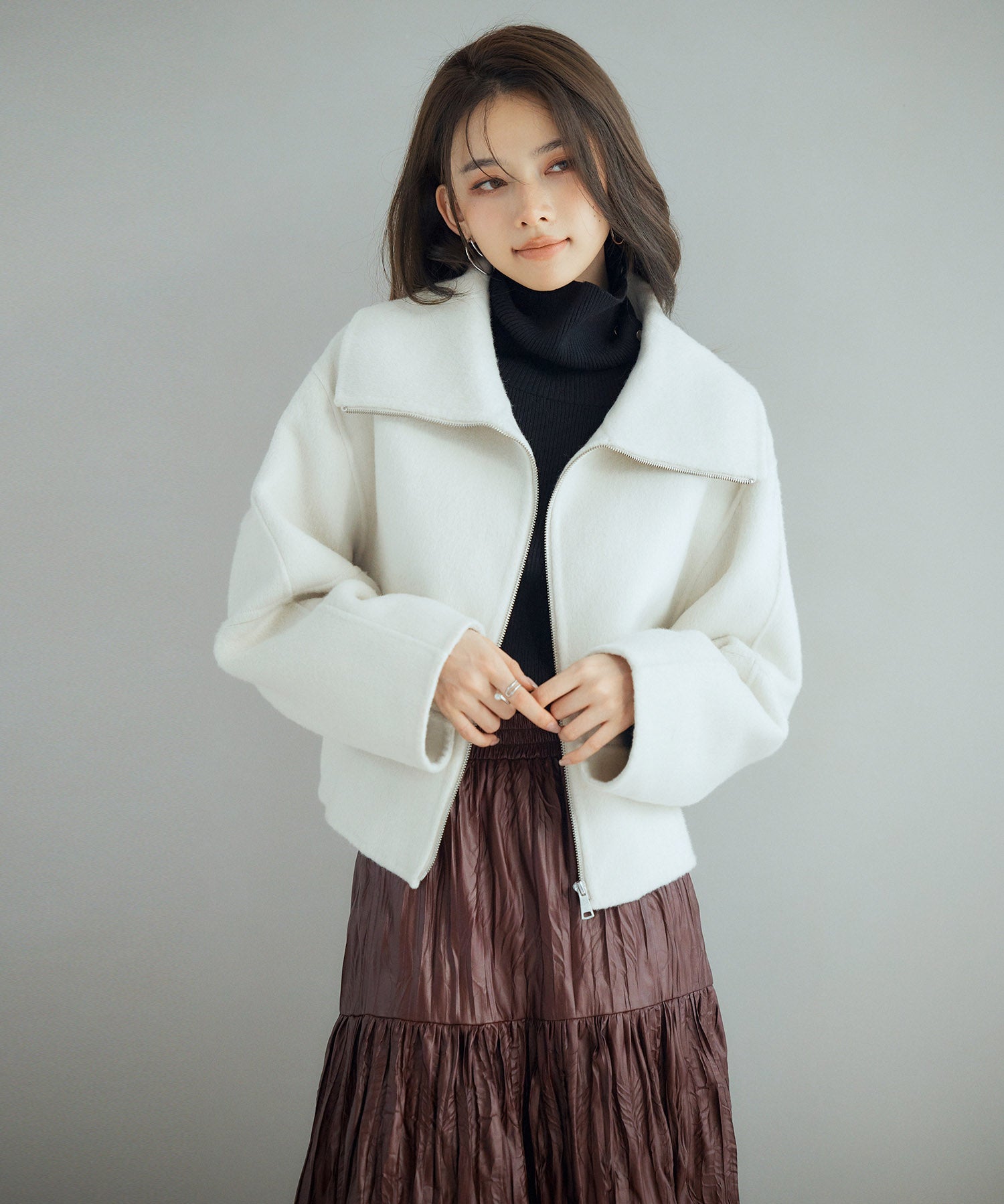 ダブルフェイスショート丈コートsdpps0512 ライトベージュ