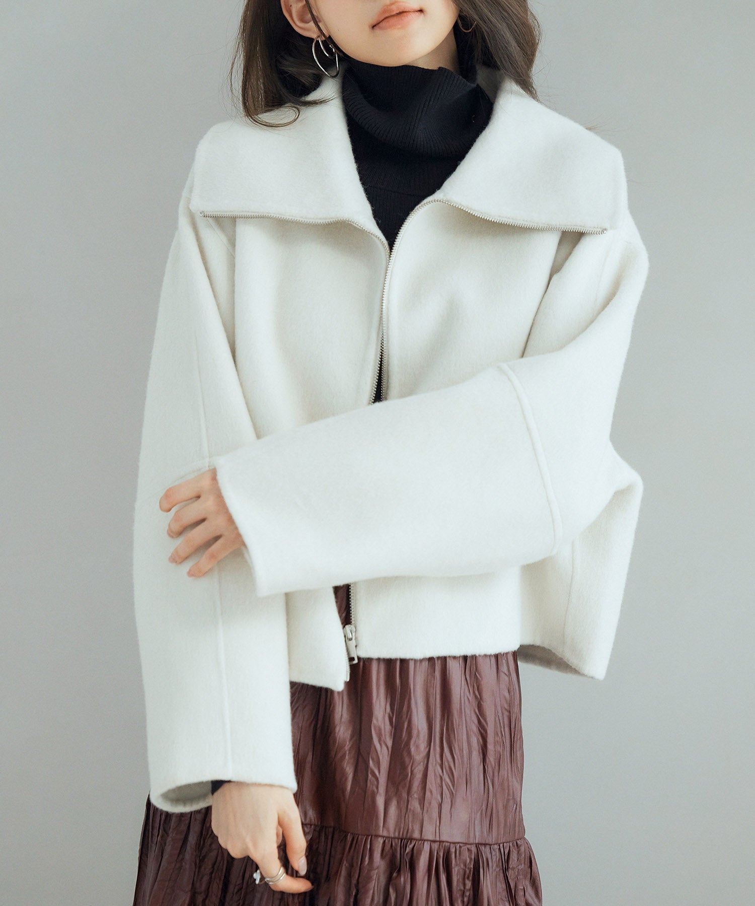 ダブルフェイスショート丈コートsdpps0512 ライトベージュ