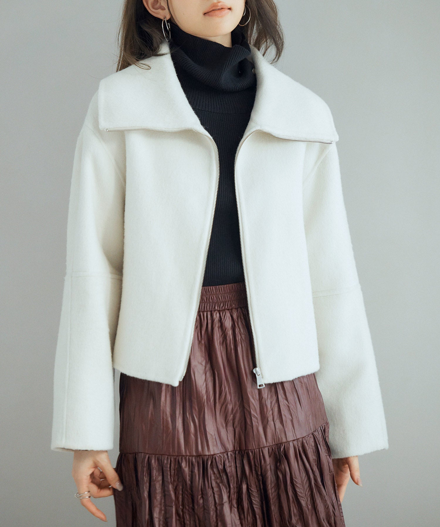 ダブルフェイスショート丈コートsdpps0512 ライトベージュ