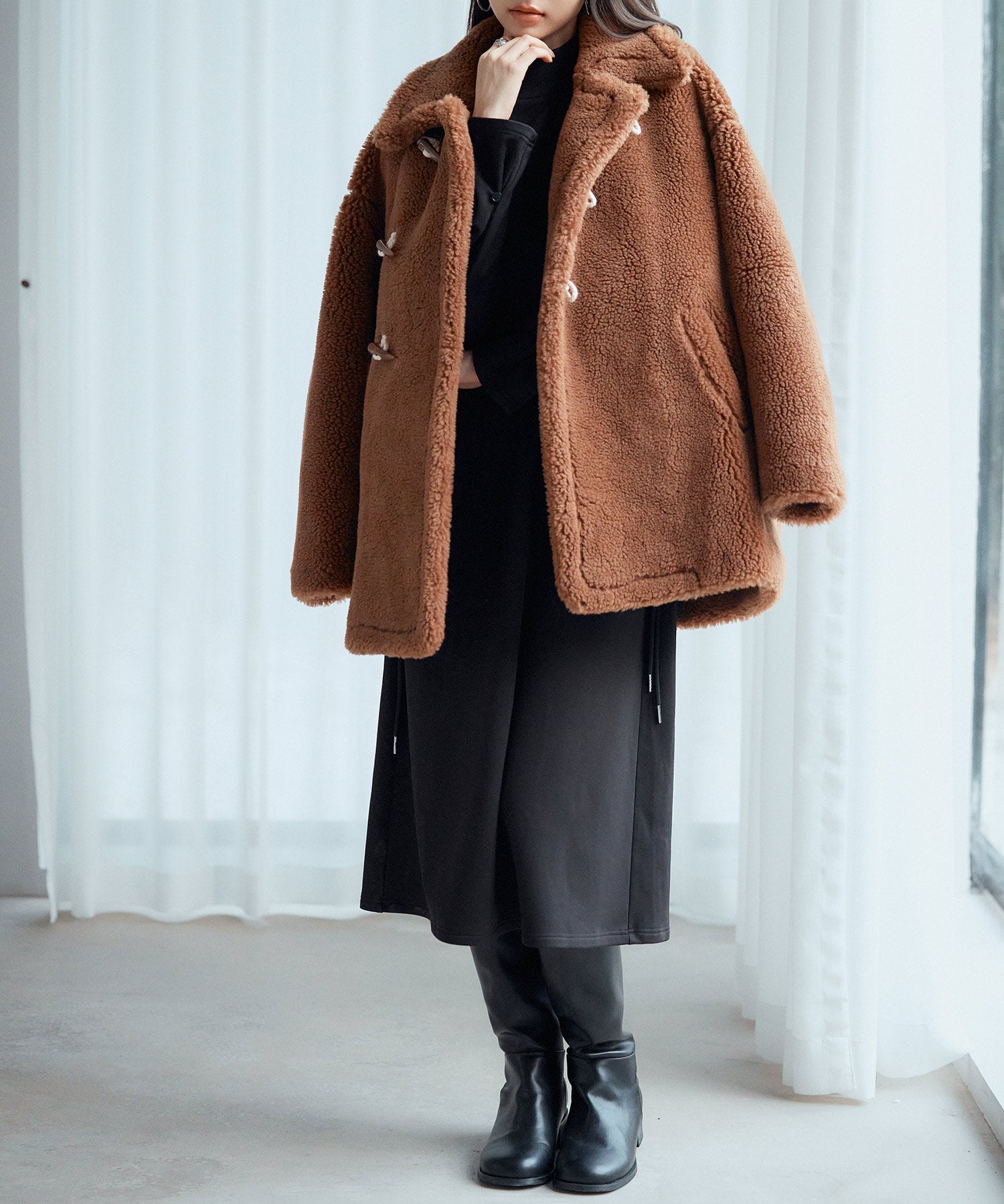 もこもこあったかボア生地コートsdpps0623 ブラウン