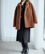 もこもこあったかボア生地コートsdpps0623 ブラウン