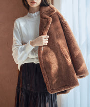 もこもこあったかボア生地コートsdpps0623 ブラウン