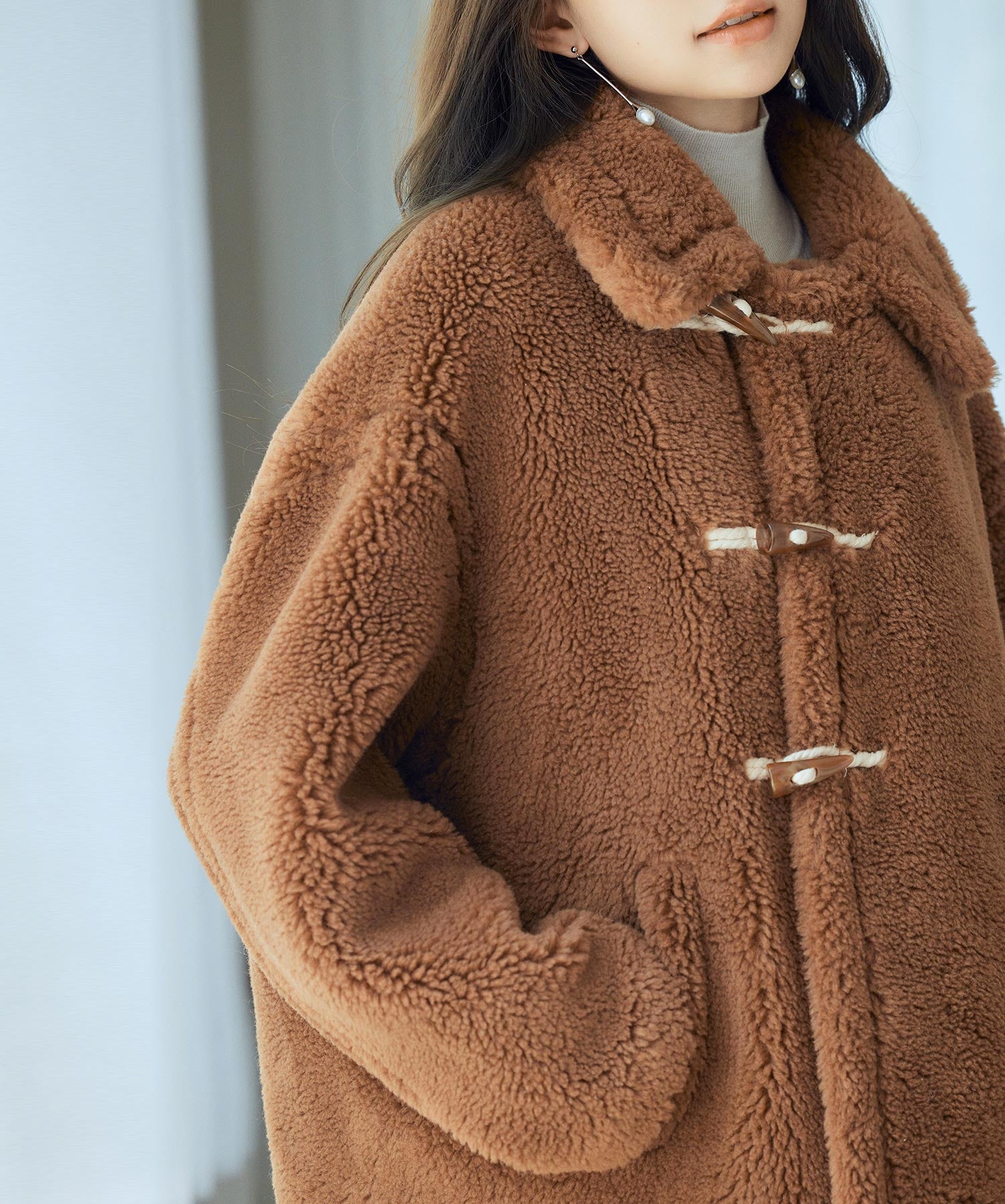 もこもこあったかボア生地コートsdpps0623 ブラウン