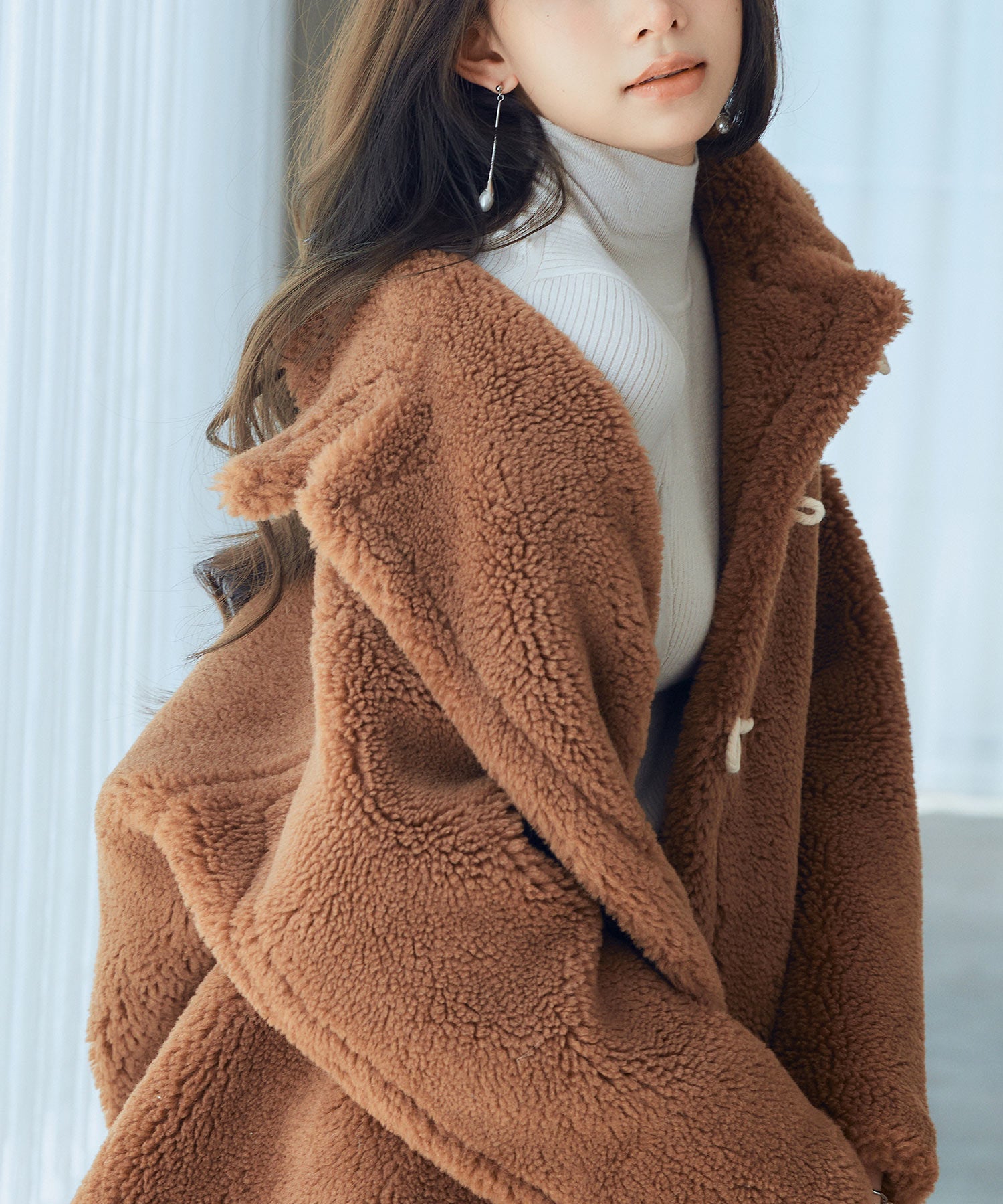 もこもこあったかボア生地コートsdpps0623 ブラウン