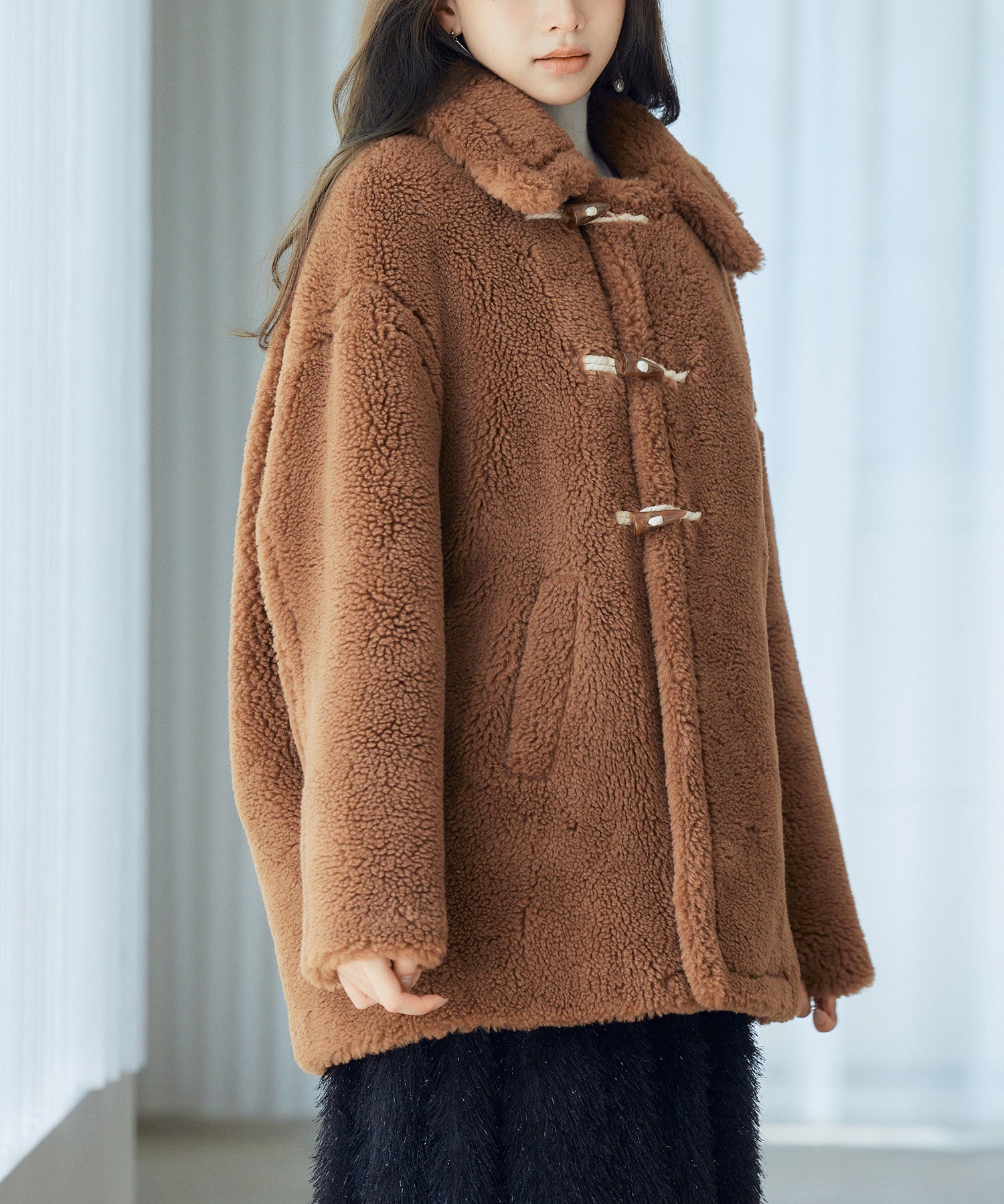 もこもこあったかボア生地コートsdpps0623 ブラウン