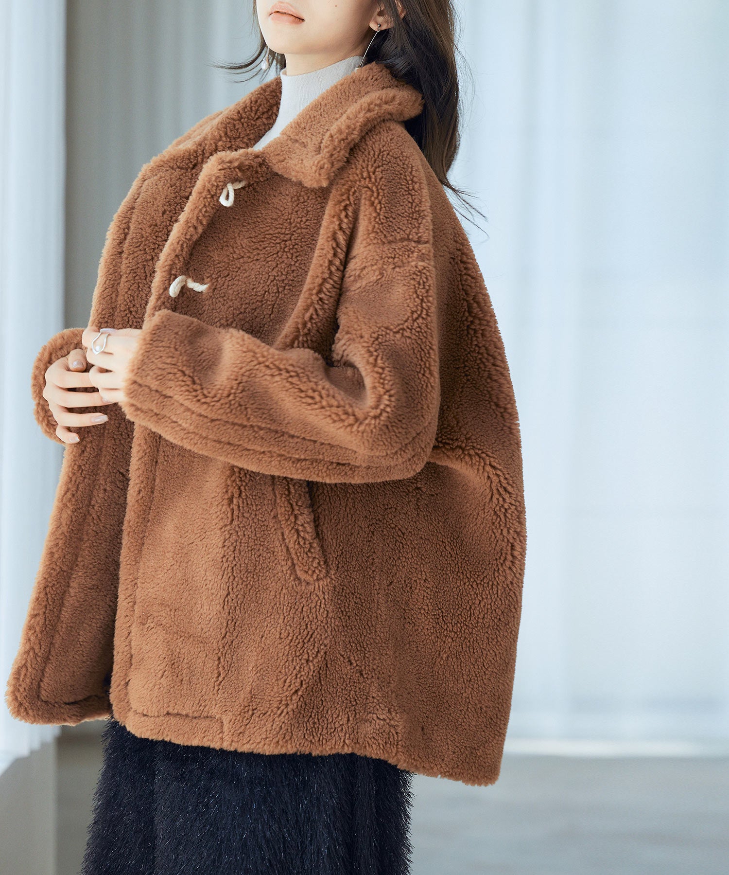 もこもこあったかボア生地コートsdpps0623 ブラウン