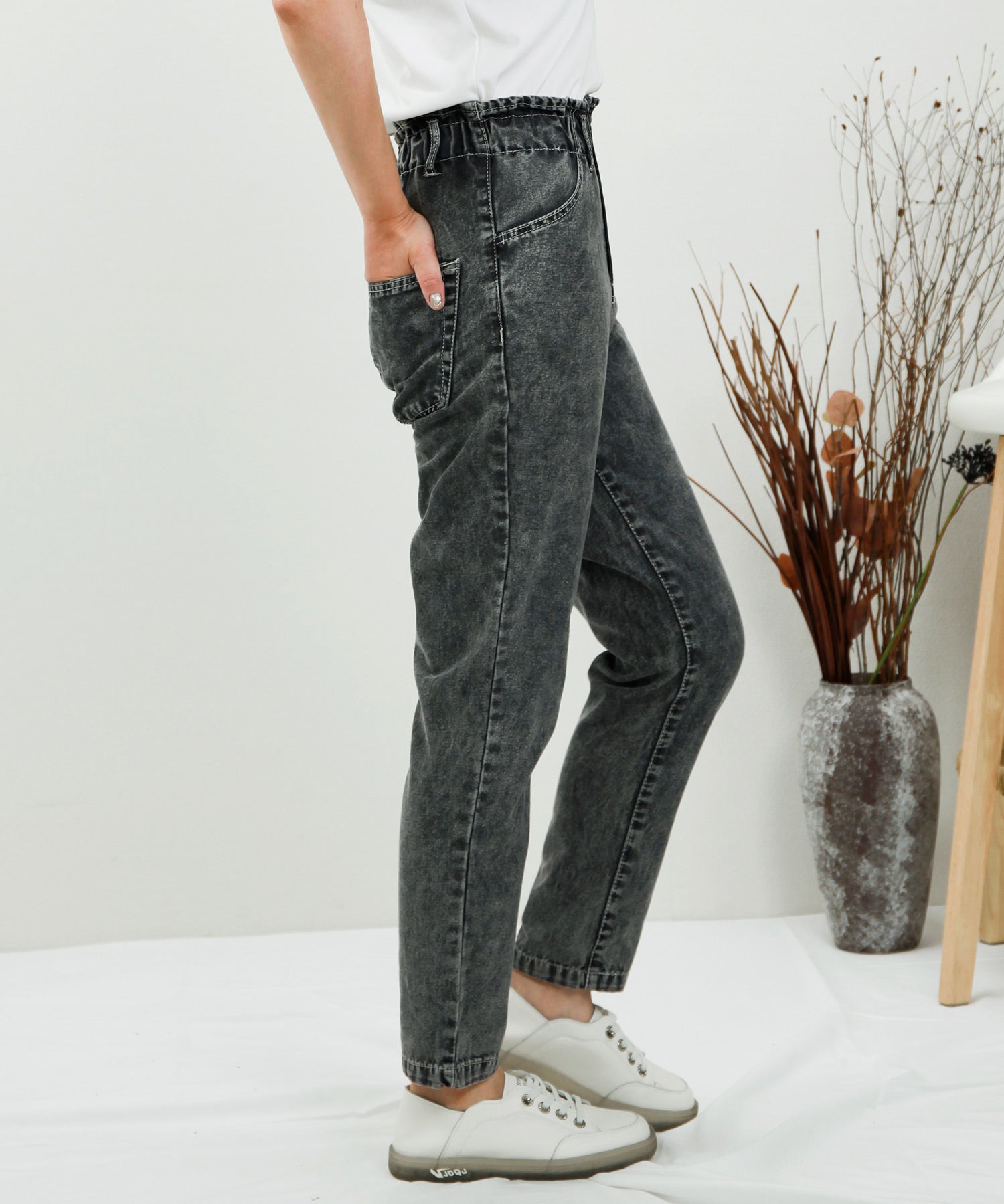 デニムウエストギャザーパンツsdprb228043 ダークグレー – [公式