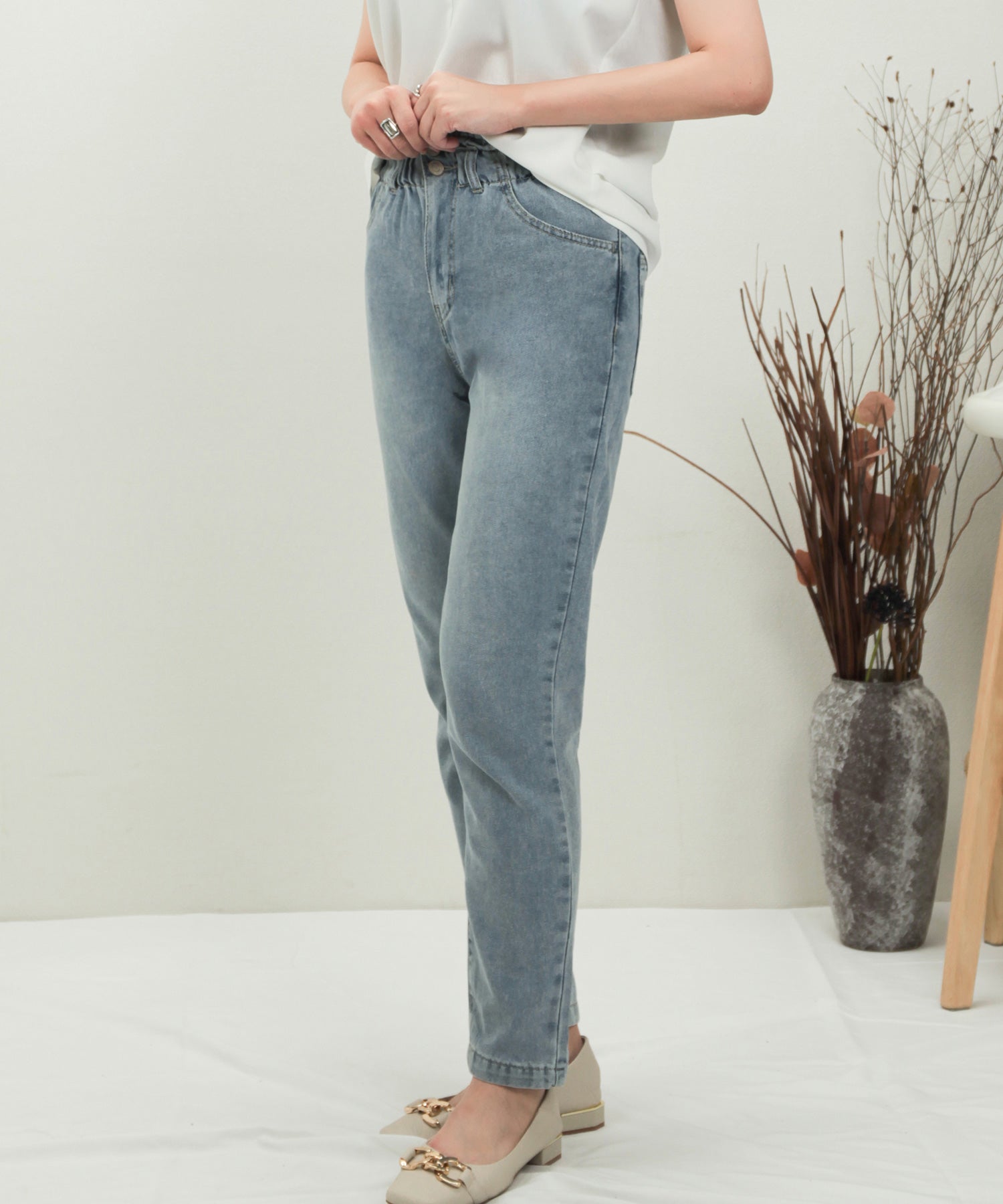 デニムウエストギャザーパンツsdprb228043 ライトブルー – [公式