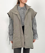 2way袖取り外しスタンドカラーコート/ベストsdprb8148 カーキ