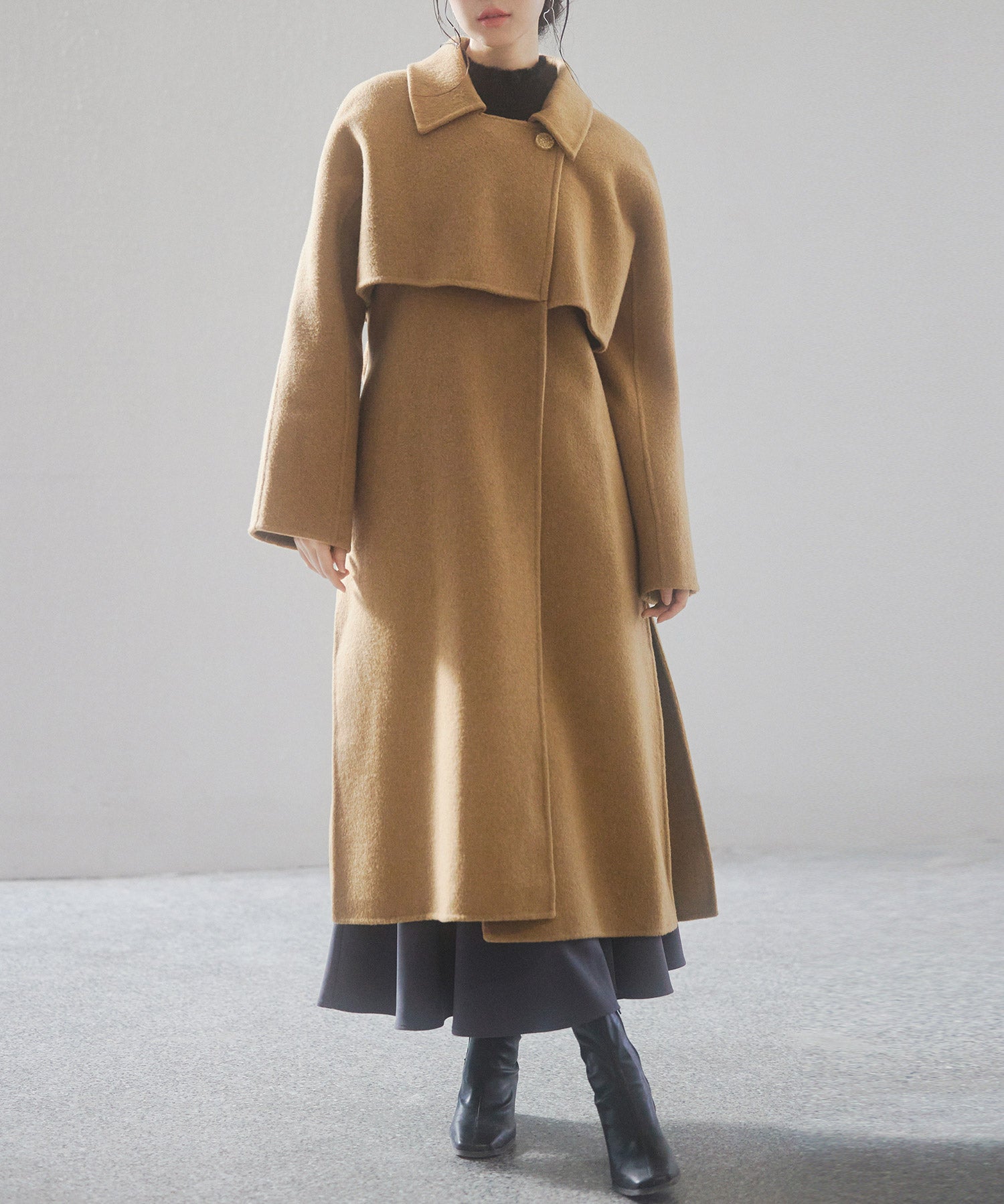 ウール混ベルト付きヨークデザインコートsdpsy001-101-17
