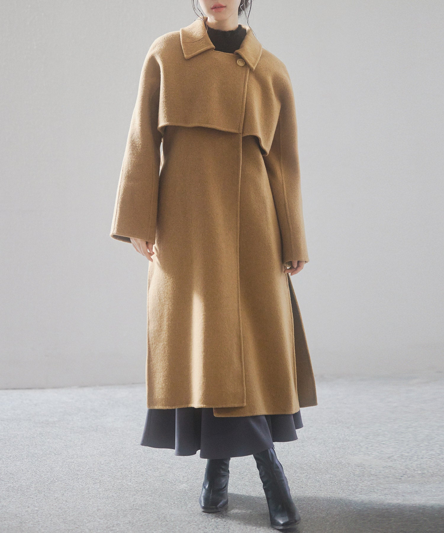 ウール混ベルト付きヨークデザインコートsdpsy001-101-17