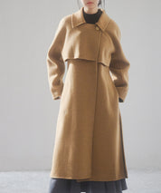 ウール混ベルト付きヨークデザインコートsdpsy001 ブラウン