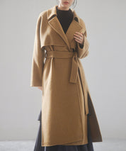 ウール混ベルト付きヨークデザインコートsdpsy001 ブラウン