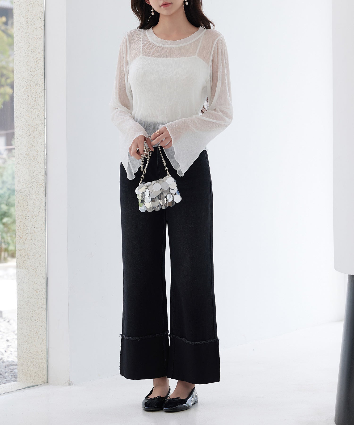 bibiy FLARESHEERTOP フレアシアートップス bibiy FLARESHEERTOP フレアシアートップス Bibiy FLEUR SHEER