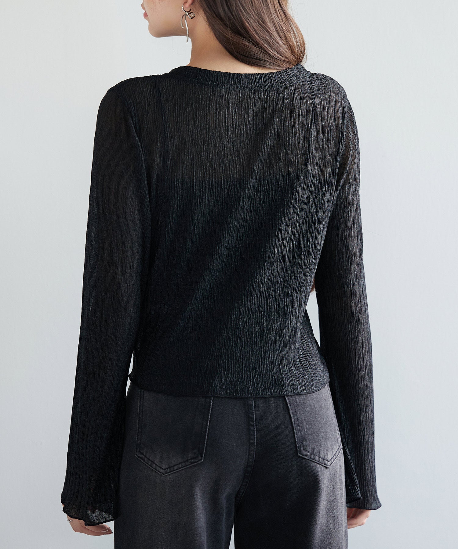 フレアスリーブショート丈シアートップス sdpsy003 ブラック – [公式