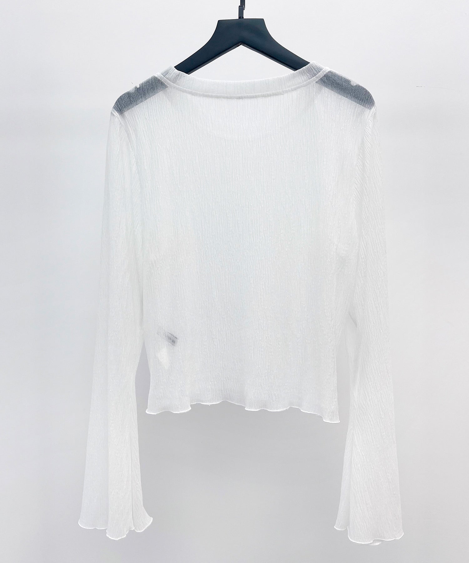 フレアスリーブショート丈シアートップス sdpsy003 ホワイト