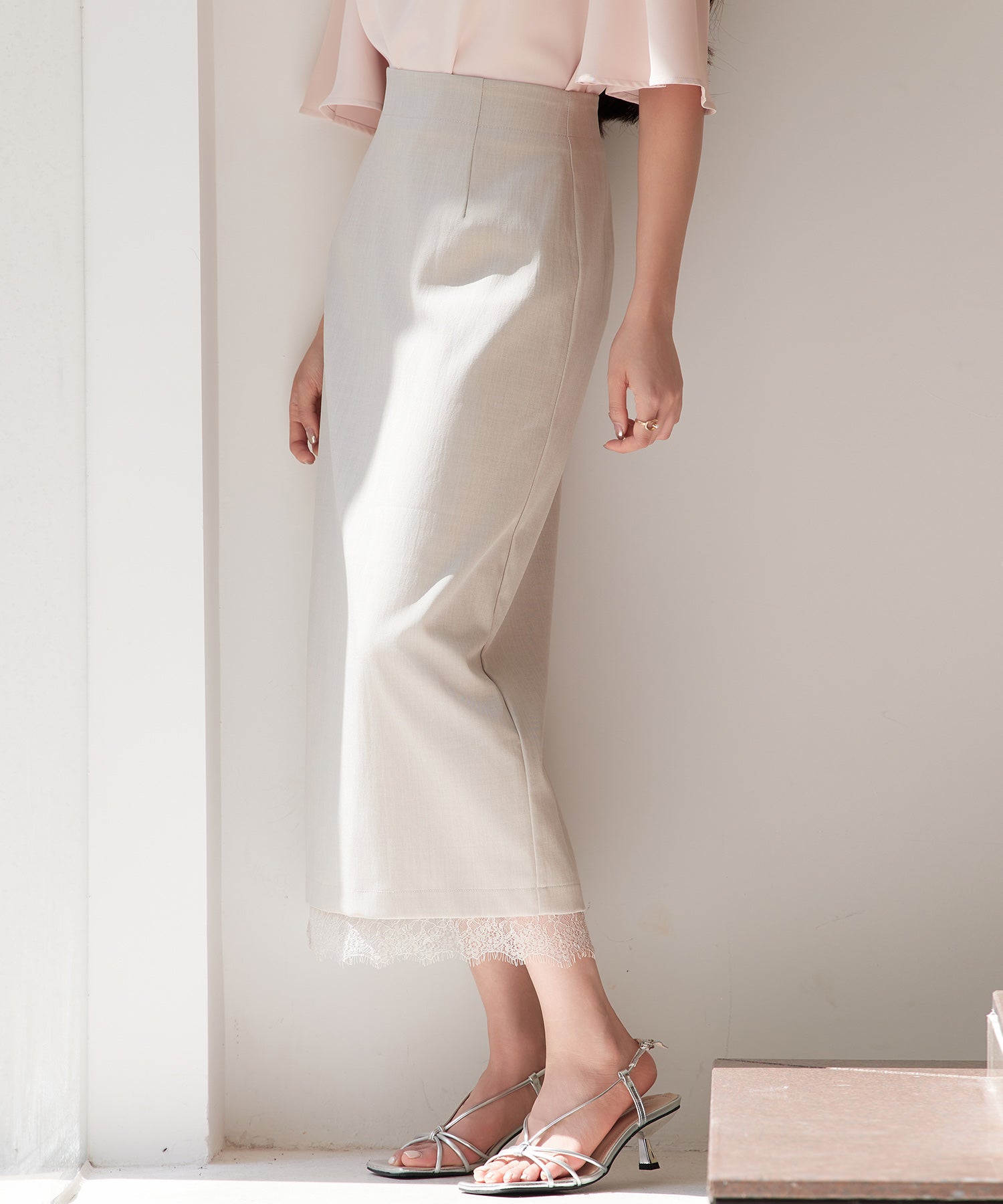 裾レースハイウエストナロースカートsdpsy004 ベージュ – [公式]SAISON