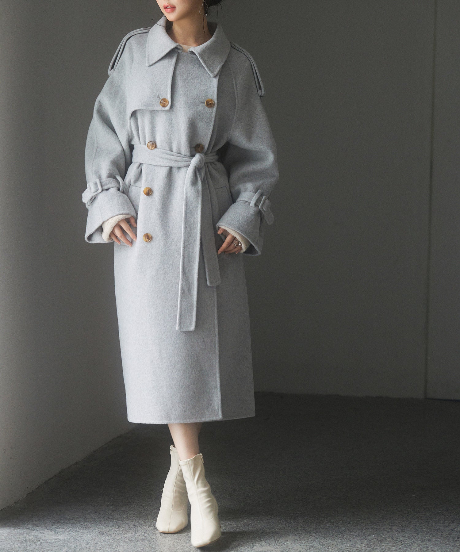 トレンチ風ダブルフェイスロングコートsdpsy0504-101-18