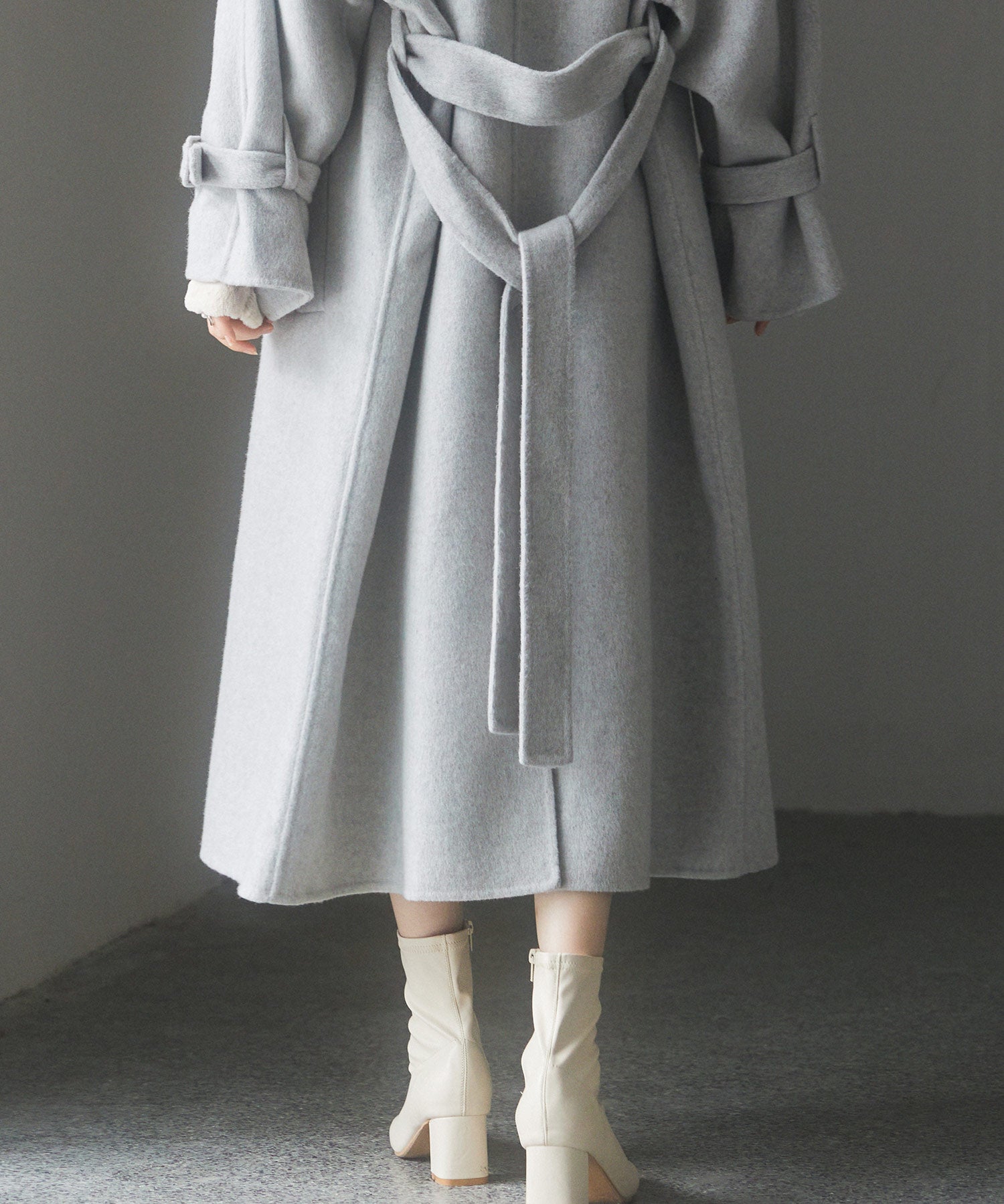 トレンチ風ダブルフェイスロングコートsdpsy0504 グレー