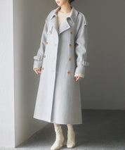 トレンチ風ダブルフェイスロングコートsdpsy0504 グレー