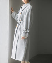 トレンチ風ダブルフェイスロングコートsdpsy0504 グレー