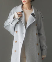 トレンチ風ダブルフェイスロングコートsdpsy0504 グレー