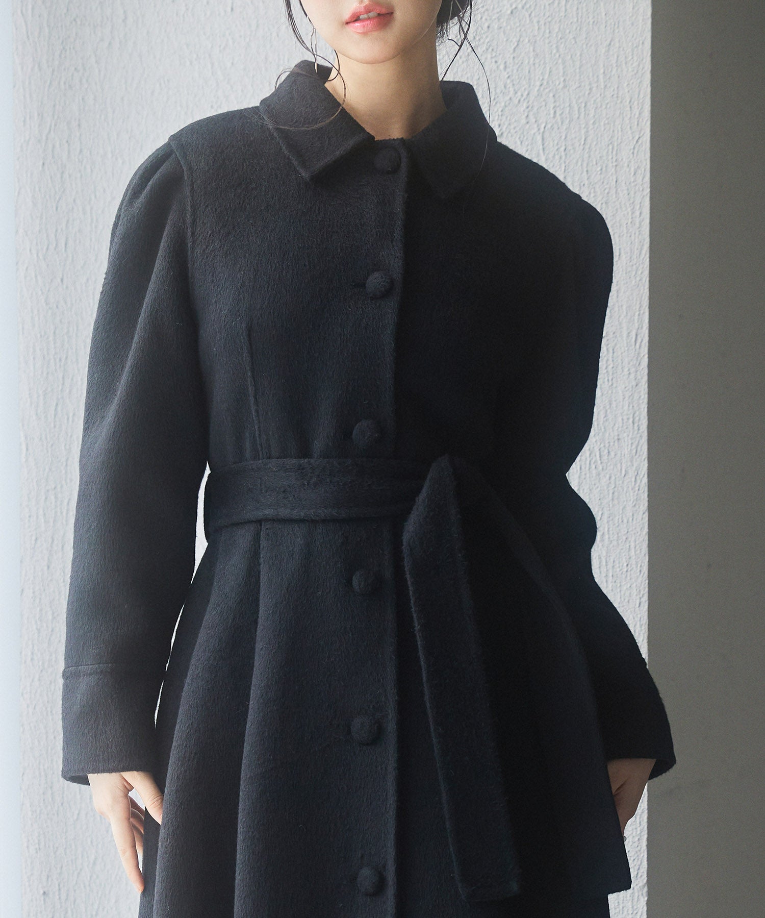 フレアシルエットダブルフェイスロングコートsdpsy0610 ブラック